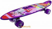 Скейтборд (пенни борд) с ручкой - Абстракция, светящиеся колёса, 885/13mi