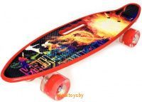 Скейтборд (пенни борд) с ручкой - Шафл, светящиеся колёса, 885/11mi