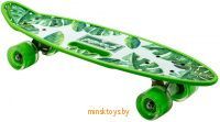 Скейтборд (пенни борд) с ручкой - Тропики, светящиеся колёса, 885/16mi