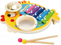 Музыкальный центр для детей - Рыбка 3в1: ксилофон, барабан, тарелка, Mapacha 76810