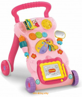 Ходунки детские Music Walker розовые - каталка Бизиборд для малышей, Huanger HE0823