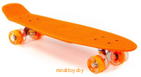 Скейтборд (пенни борд) оранжевый, светящиеся колёса, скейтборд детский, 1291mi