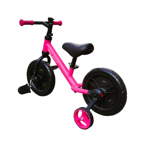 Беговел - велосипед для девочки с педалями и боковыми колёсами 2в1, Delanit, TF-01_Rose