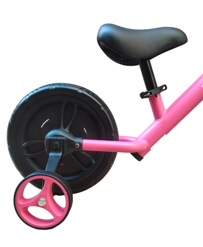 Беговел - велосипед для девочки с педалями и боковыми колёсами 2в1, Delanit, TF-01_Rose