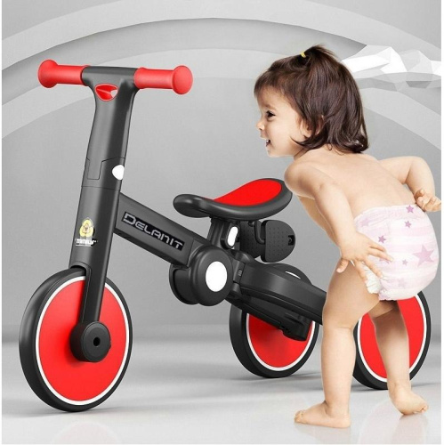 Беговел-велосипед для детей 3 в 1 трансформер с педалями, Delanit, T-801 - интернет-магазин игрушек Minsktoys.by