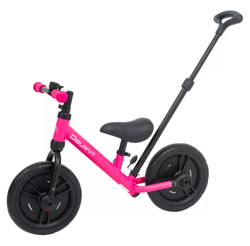 Беговел - велосипед для девочек с родительской ручкой 2 в 1, Delanit TF-01B (Розовый)