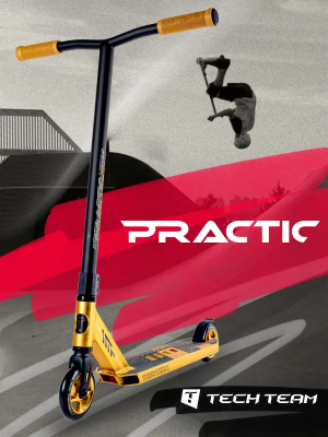 Трюковой самокат Practic черно-желтый,Tech Team 373649