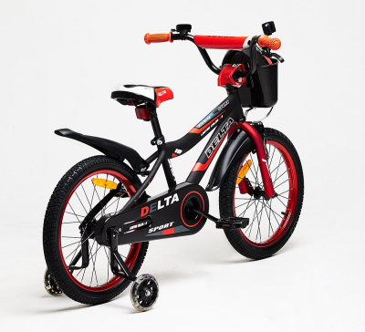 Велосипед двухколёсный детский - Delta Sport 18" (черный/красный) - интернет-магазин игрушек Minsktoys.by