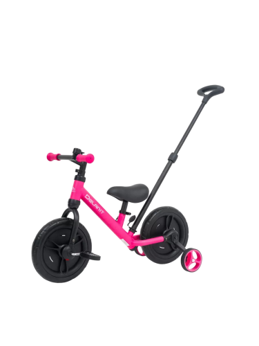 Беговел - велосипед для девочек с родительской ручкой 2 в 1, Delanit TF-01B (Розовый)